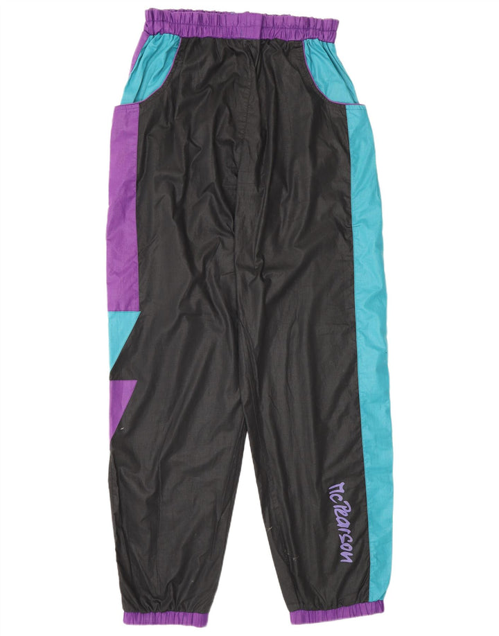 Vintage Womens Graphic Full Tracksuit UK 20 2XL Black Colourblock Polyester