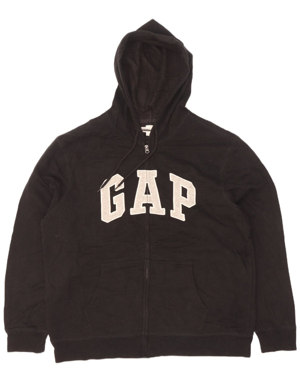Felpa con cappuccio e zip grafica da uomo Gap XL in cotone nero