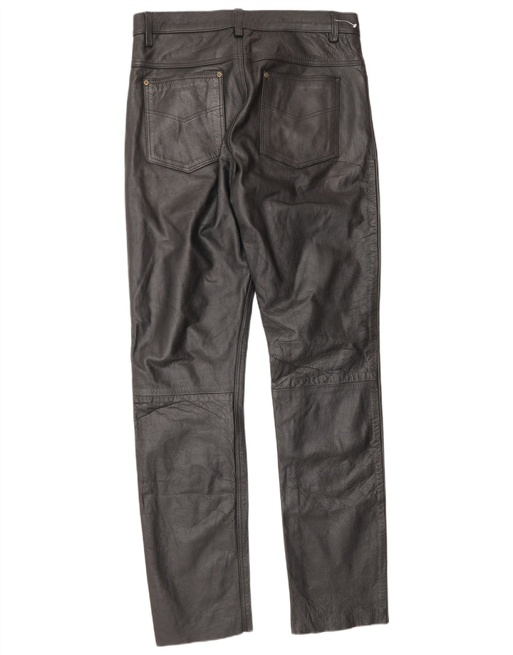 Vintage Herren Lederhose W34 L34 Schwarz