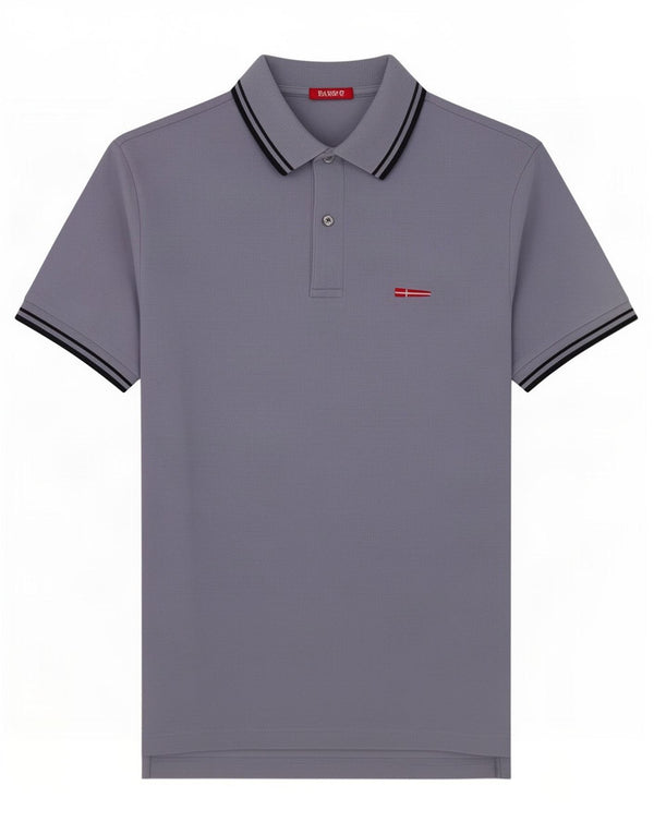 Ragno Mens Polo Shirt IT 48 Medium Blue Striped Cotton