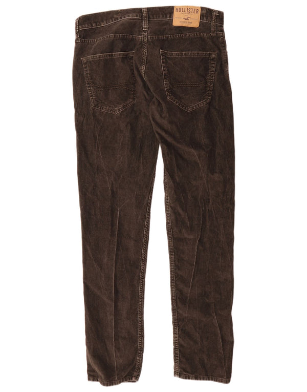 Calça masculina clássica de veludo cotelê Hollister W31 L32 algodão marrom