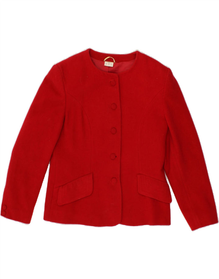 Giacca blazer da donna a 5 bottoni VINTAGE UK 14 grande lana rossa