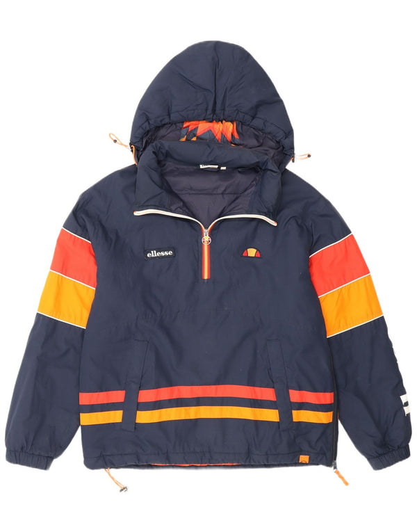 Ellesse Giacca imbottita pullover con cappuccio da uomo UK 34 XS Blu navy Colourblock