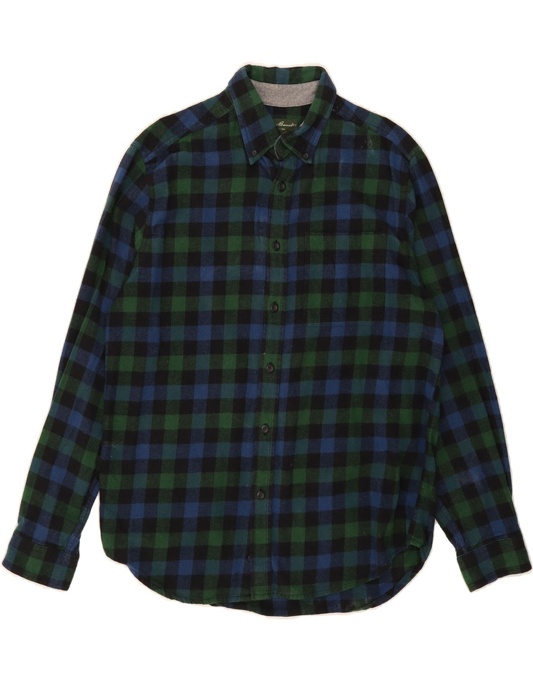 EDDIE BAUER Mens Flannel Shirt Medium Blue Check Cotton Vintage Eddie Bauer and Second-Hand Eddie Bauer from Messina Hembry 