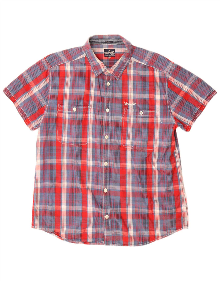 Wrangler Mens Short Sleeve Regular Fit Shirt 2XL Red Check Cotton