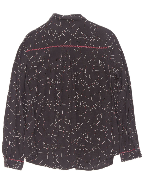 MINT VELVET Womens Abstract Pattern Oversized Shirt UK 10 Small Navy Blue