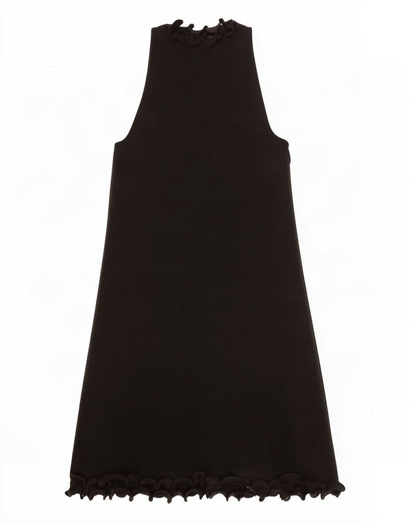 Zara Womens Ruffle Halter Dress UK 10 Small Black Viscose