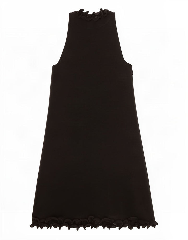 Zara Womens Ruffle Halter Dress UK 10 Small Black Viscose