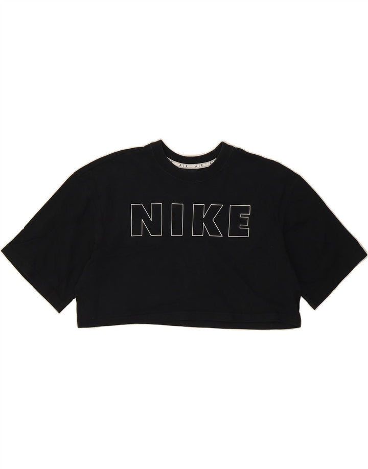 NIKE Womens Crop Oversized Graphic T-Shirt Top UK 14 Medium Black Vintage Nike and Second-Hand Nike from Messina Hembry 