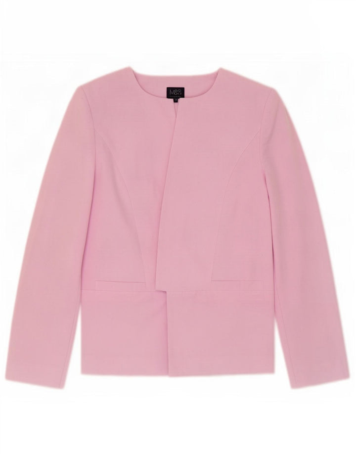 Jaqueta Blazer aberta feminina Marks & Spencer Reino Unido 14 poliéster roxo médio