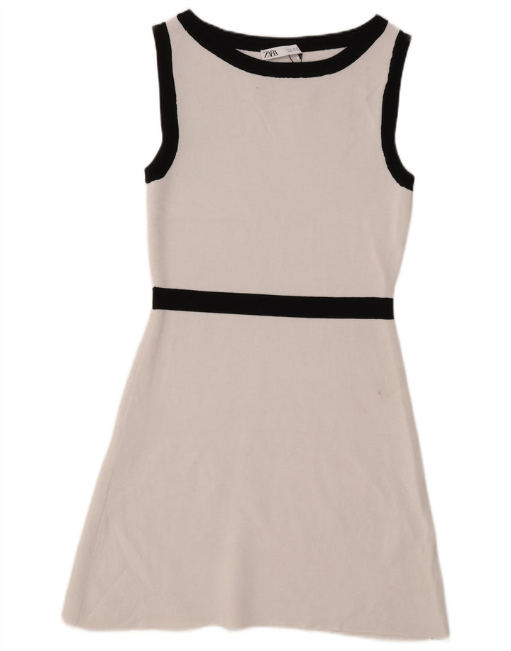 Zara Womens Sleeveless A-Line Dress UK 14 Medium White Viscose