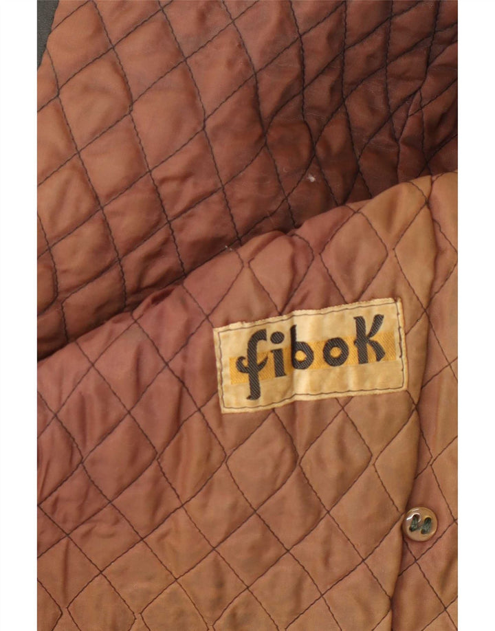 Fibok Damen Zweireihiger Ledermantel UK 14 Mittelgrün