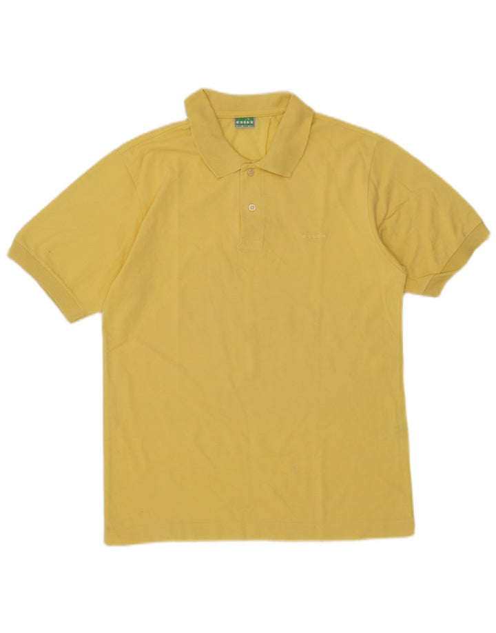 Diadora Mens Polo Shirt Medium Yellow Cotton