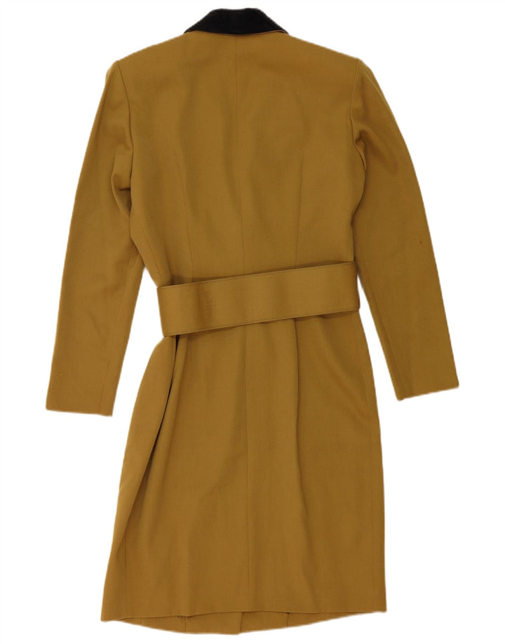 Vintage Womens Double Breasted Coat IT 44 Medium Khaki Colourblock Wool