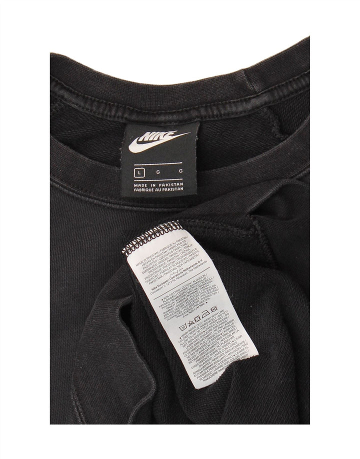 NIKE Womens Oversized Sweatshirt Jumper UK 16 Large Black Cotton
