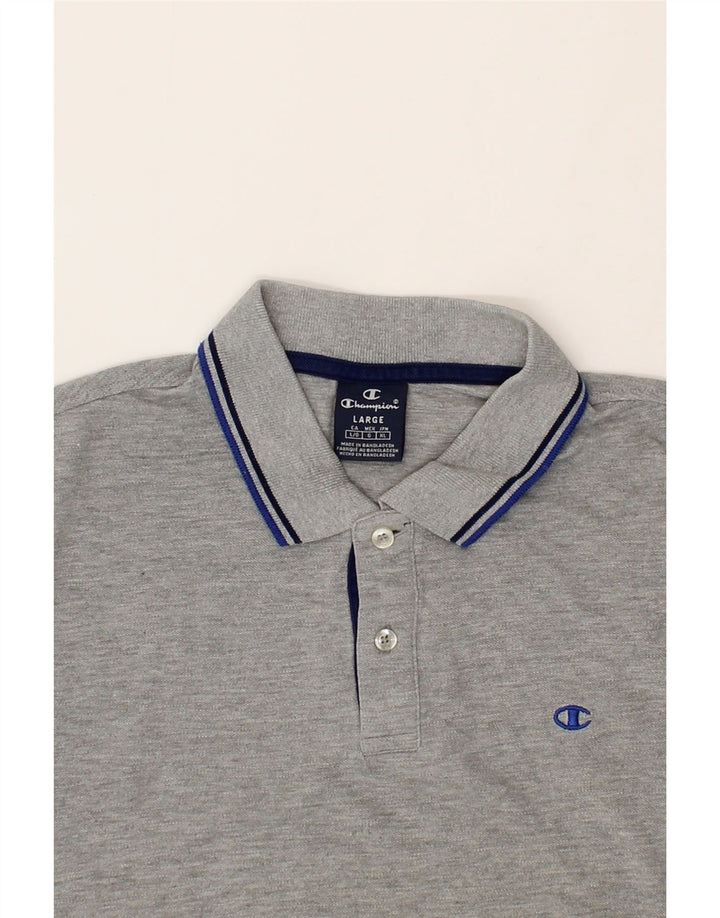 CHAMPION Mens Polo Shirt Large Grey Cotton Vintage Champion and Second-Hand Champion from Messina Hembry 