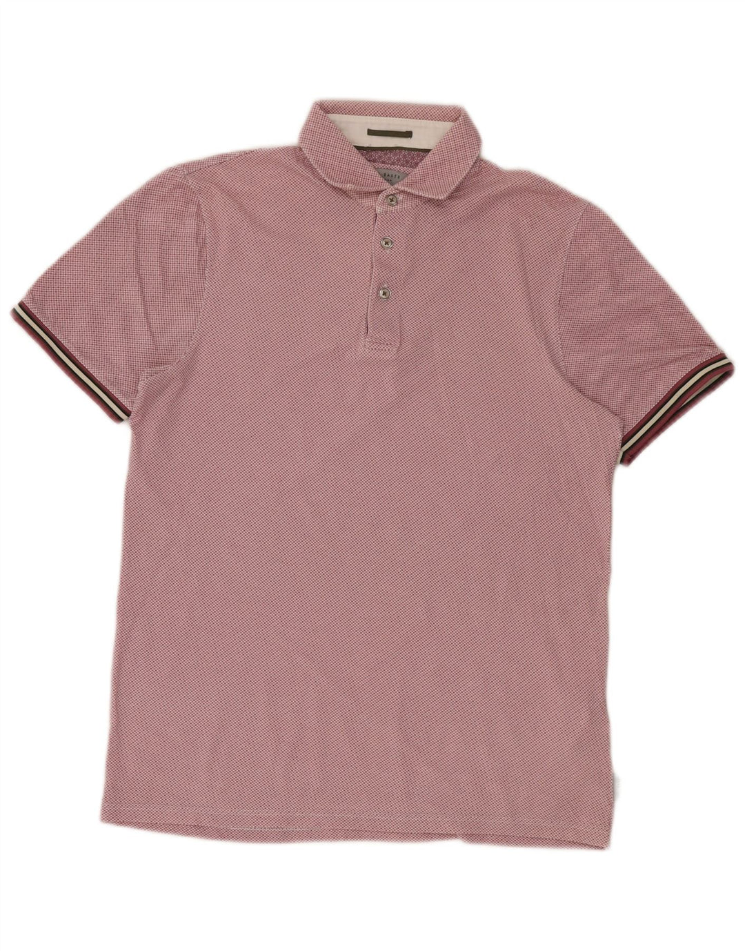 Ted Baker Herren-Poloshirt, Größe 2, klein, rosa gepunktete Baumwolle