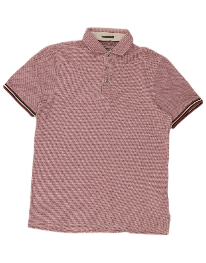 Ted Baker Herren-Poloshirt, Größe 2, klein, rosa gepunktete Baumwolle