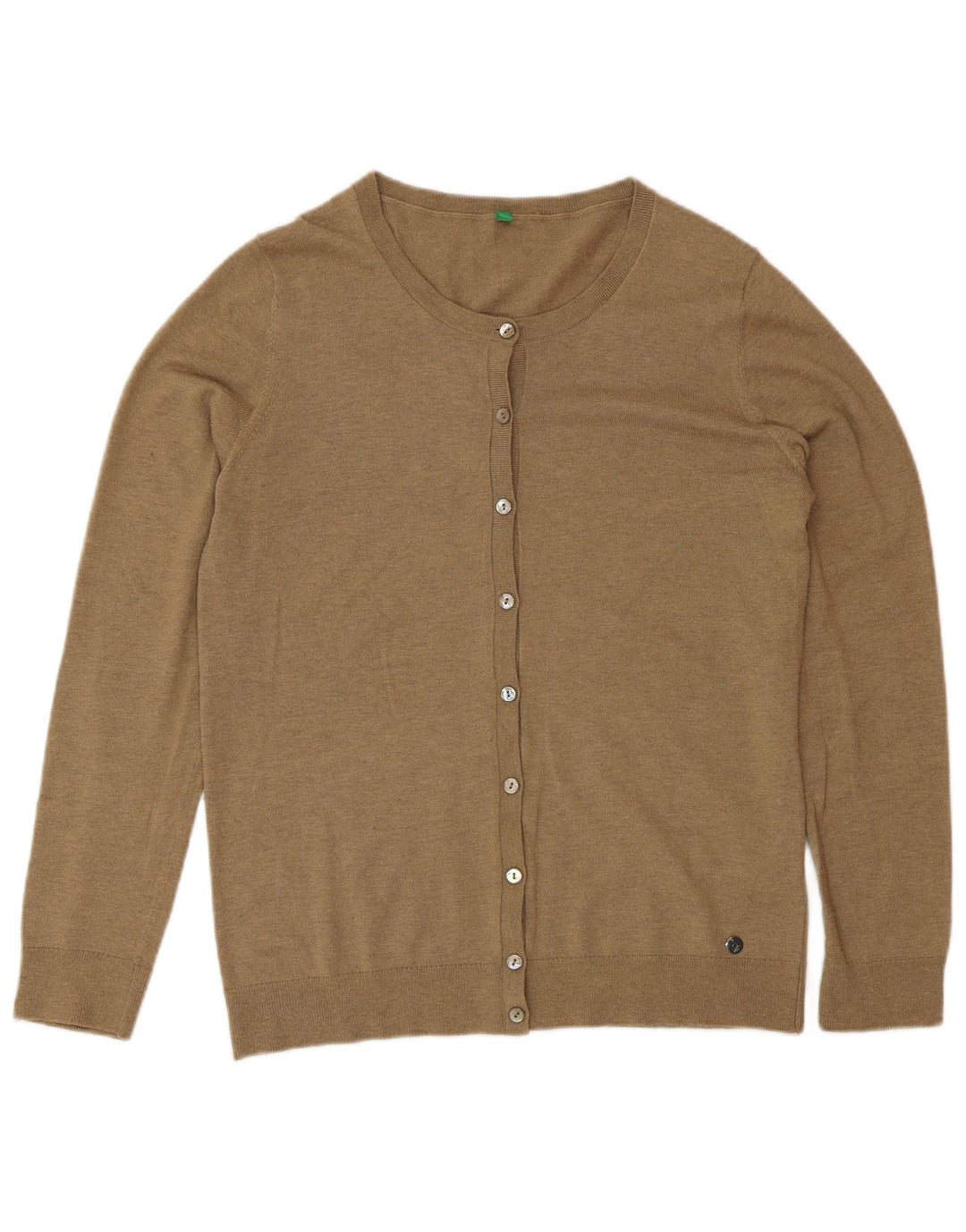 Maglione cardigan da donna Benetton UK 12 Poliammide marrone medio