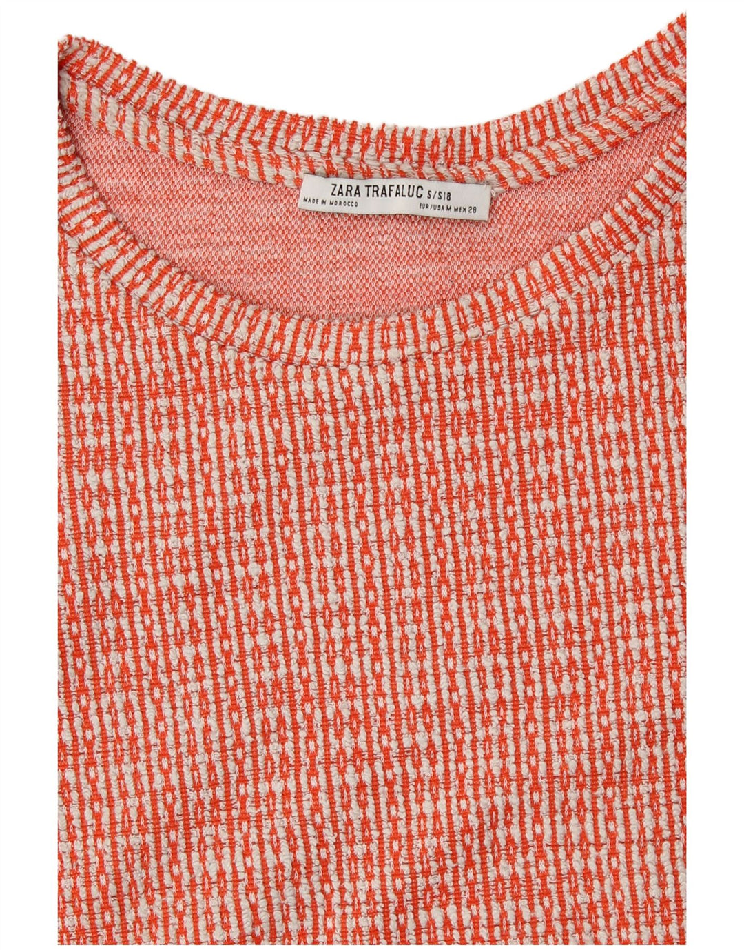 ZARA Womens Crop T-Shirt Top UK 12 Medium Red Geometric