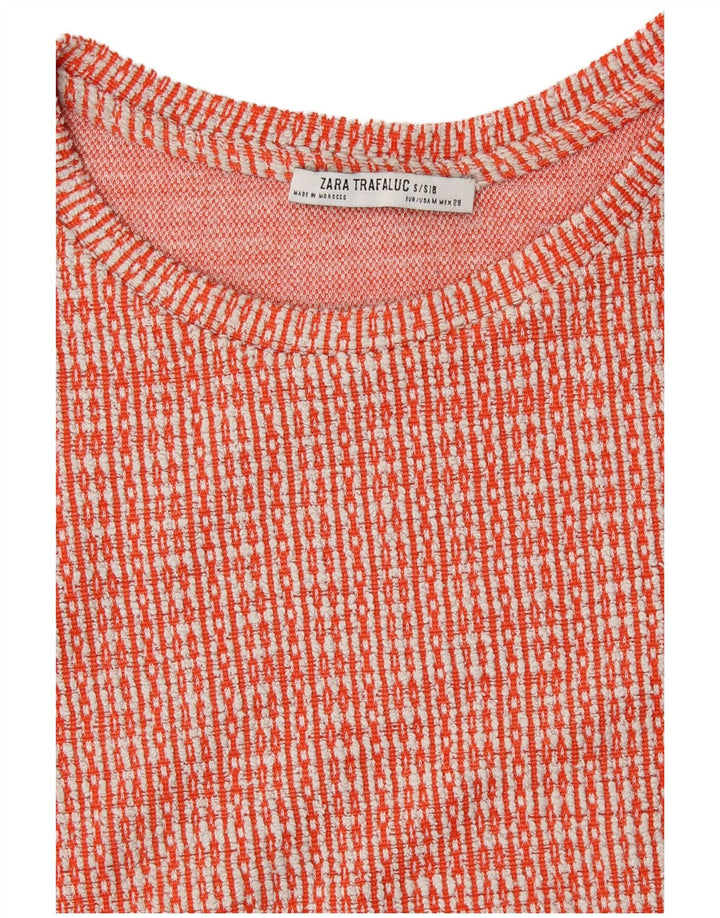 ZARA Womens Crop T-Shirt Top UK 12 Medium Red Geometric