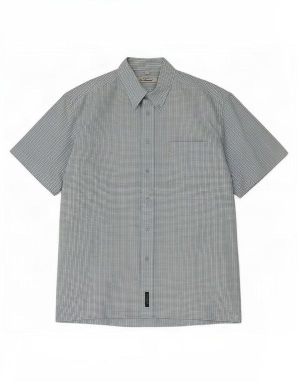 Ben Sherman Camisa de manga corta para hombre de algodón a cuadros azul grande