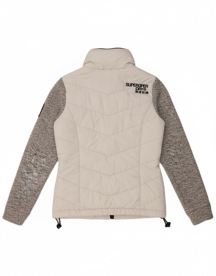 Superdry Womens Hooded Padded Jacket UK 8 Small White Colourblock