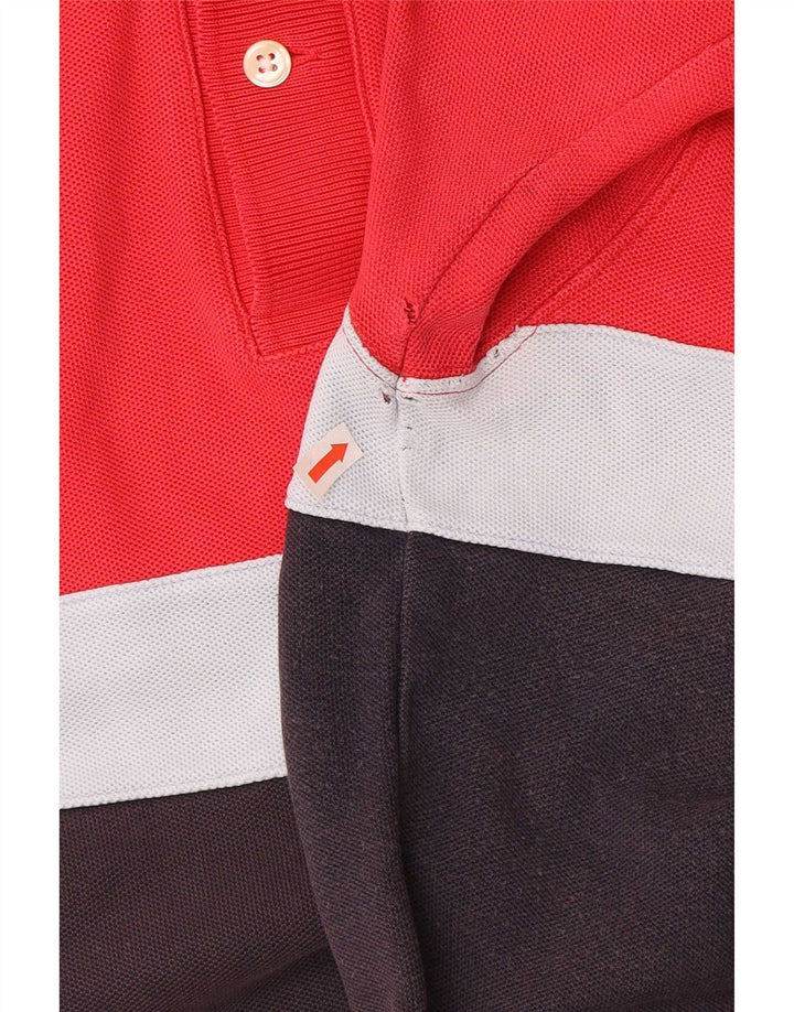 Hackett Mens Graphic Polo Shirt Large Red Colourblock Cotton