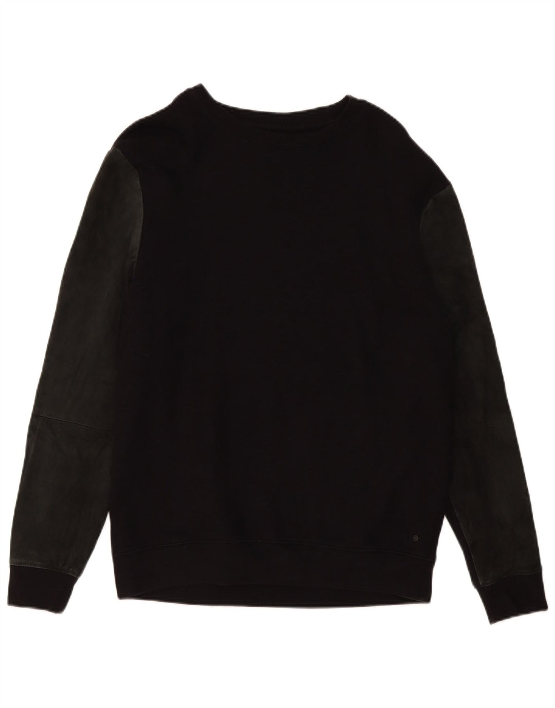 All Saints Herren-Sweatshirt-Pullover aus mittelschwarzer Colourblock-Baumwolle