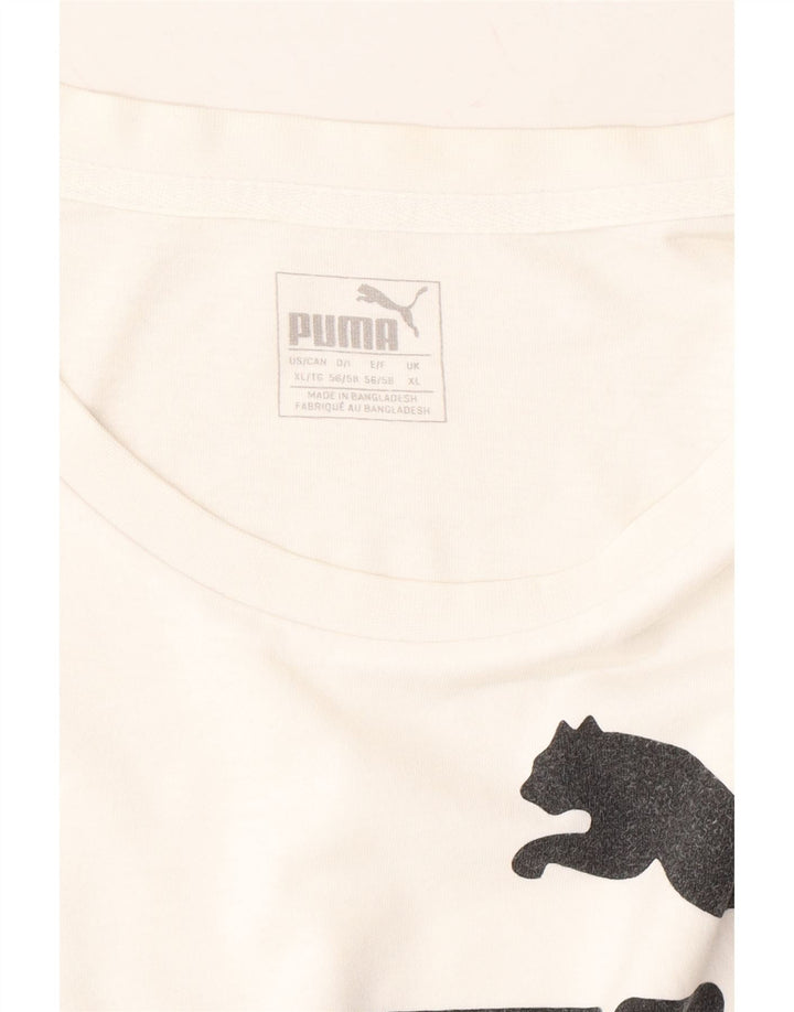 PUMA Mens Graphic T-Shirt Top XL White Cotton Vintage Puma and Second-Hand Puma from Messina Hembry 