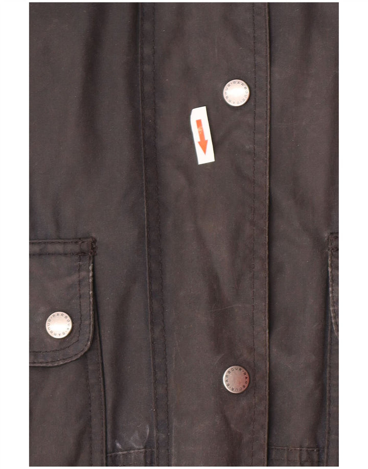 BARBOUR Dame hætte oversize vokset jakke UK 12 Mellem marineblå bomuld