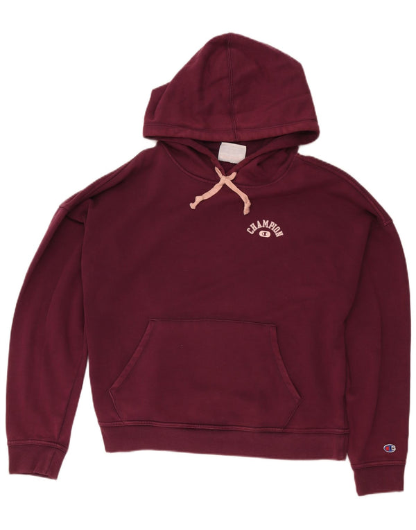 Maglione con cappuccio oversize corto da donna Champion UK 16 Large in cotone bordeaux