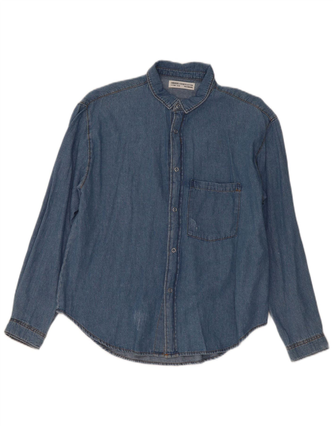 Zara Boys Denim Shirt 13-14 Years Blue Cotton