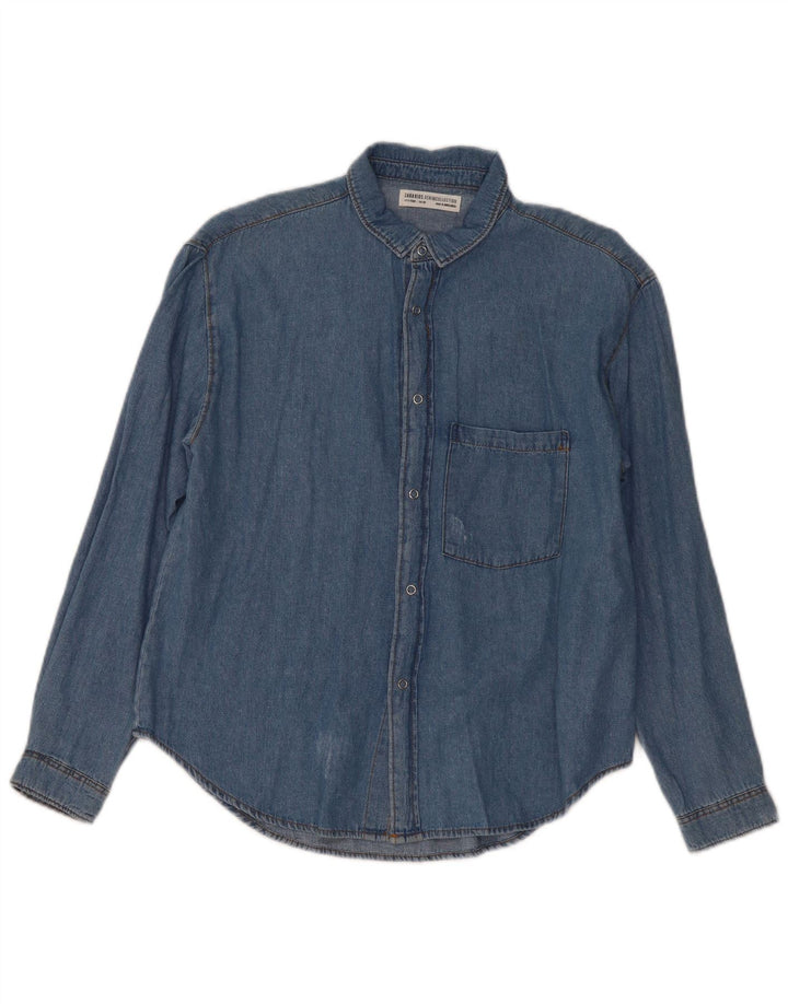 Zara Boys Denim Shirt 13-14 Years Blue Cotton