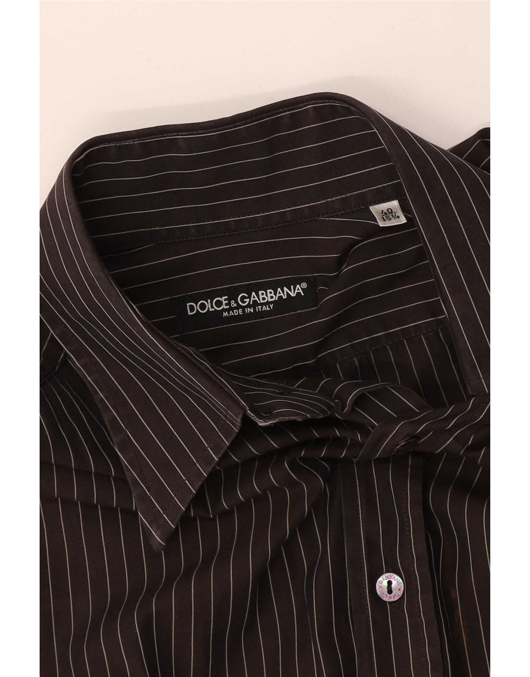 Dolce & Gabbana Mens Shirt Size 40 15 1/2 Medium Black Pinstripe