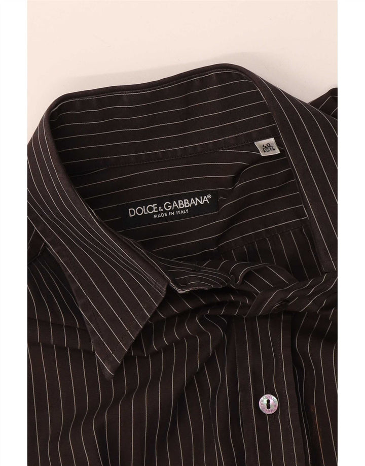 Dolce & Gabbana Mens Shirt Size 40 15 1/2 Medium Black Pinstripe