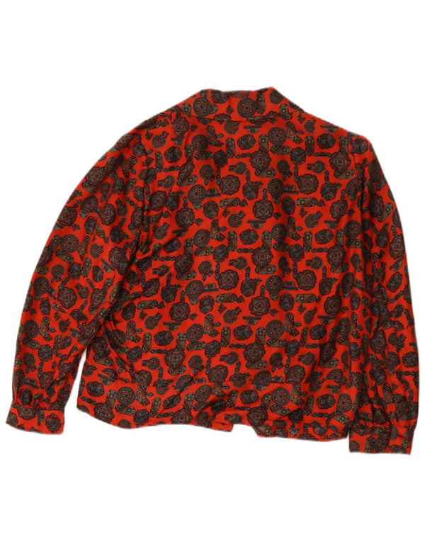 Vintage mujer camisa blusa Reino Unido 16 grande rojo geométrico