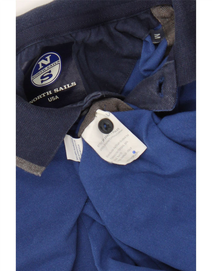 North Sails Mens Long Sleeve Rugby Polo Shirt Medium Blue Cotton