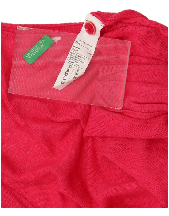 BENETTON Womens Oversized Cardigan Sweater UK 10 Small Pink