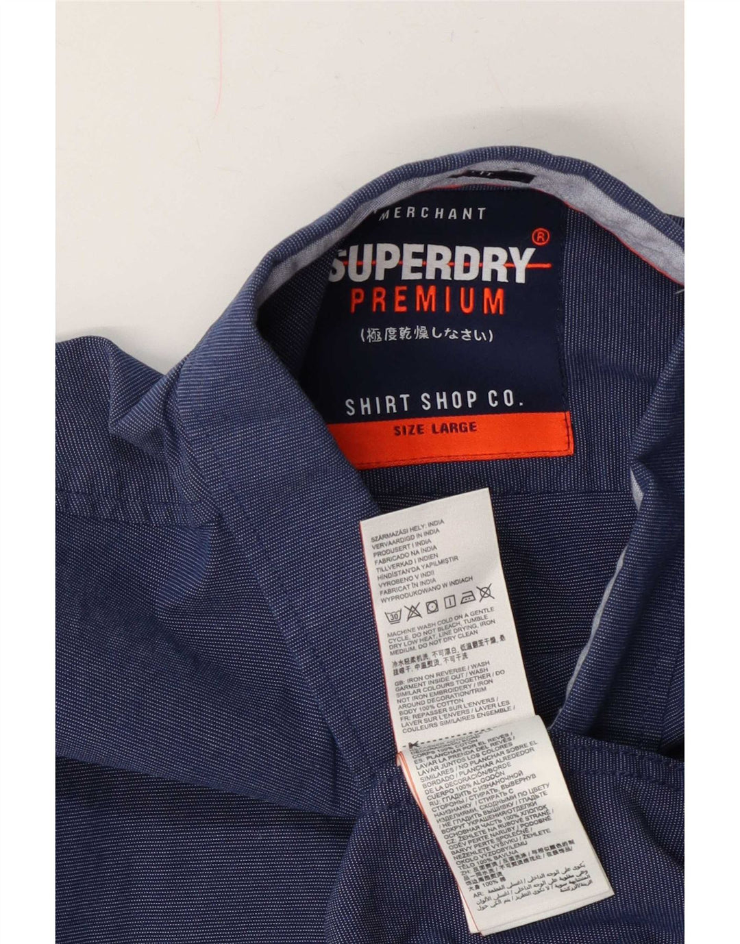 Camisa masculina Superdry manga curta regular fit médio algodão azul marinho