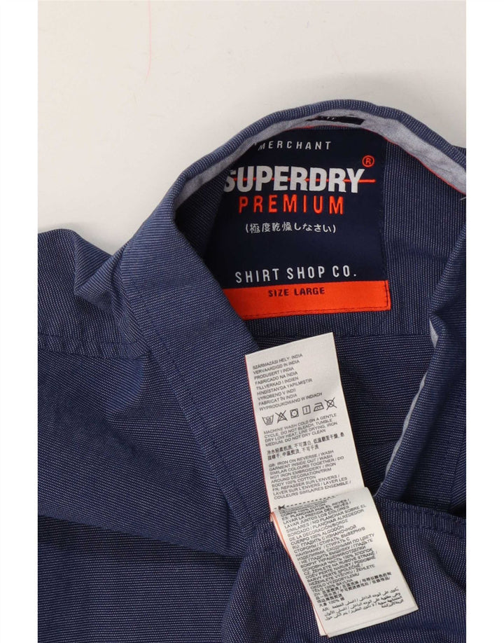 Camisa masculina Superdry manga curta regular fit médio algodão azul marinho