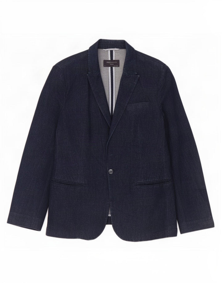 Marks & Spencer Dame 1-knaps blazerjakke UK 14 Medium Navy Blue