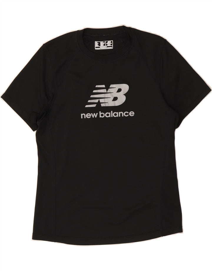 NEW BALANCE Mens Graphic T-Shirt Top Small Black Polyester Vintage New Balance and Second-Hand New Balance from Messina Hembry 