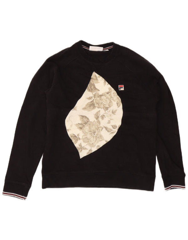 Fila Hombre Sudadera Gráfica Jersey Pequeño Algodón Moteado Negro