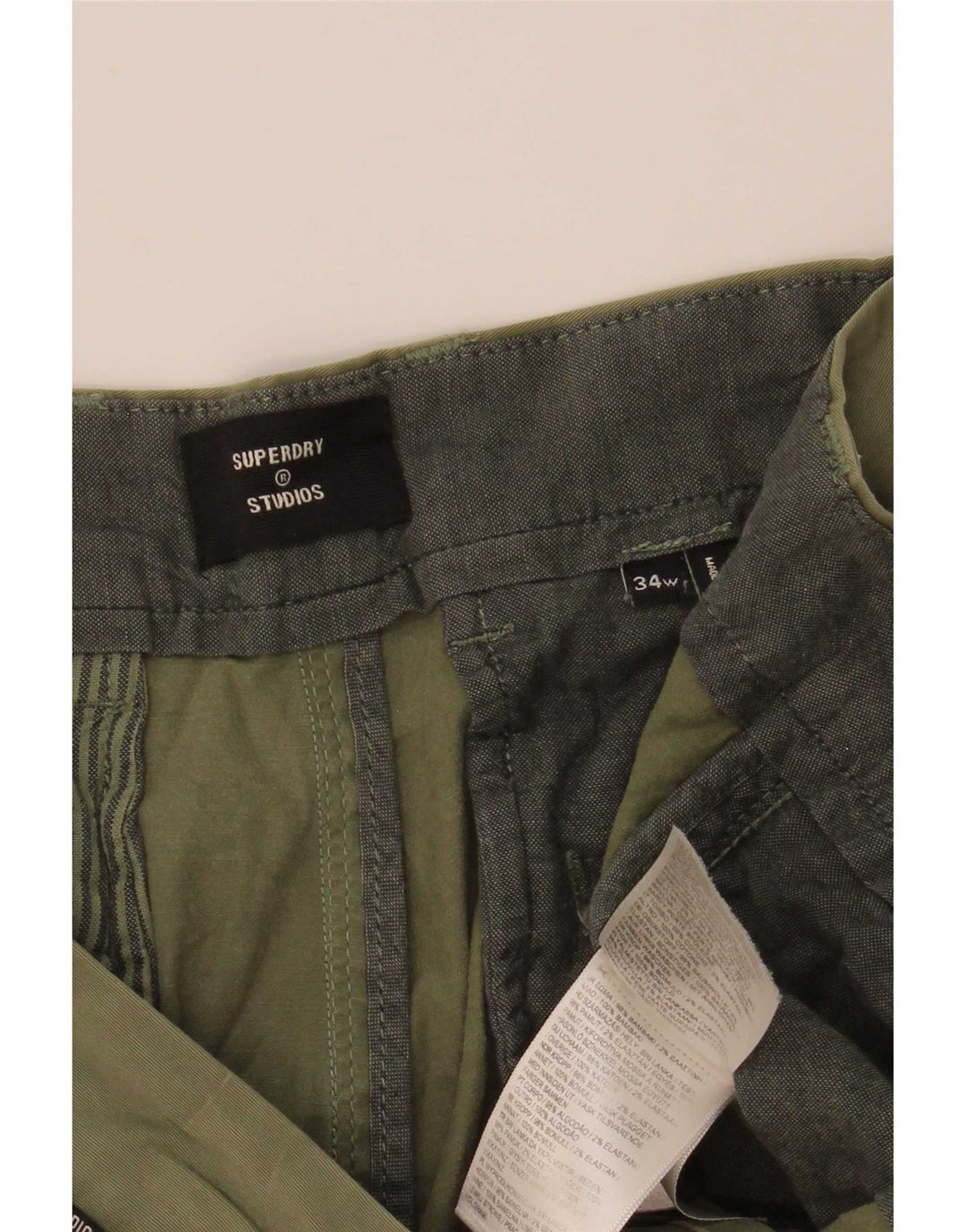 Superdry Mens Chino Shorts W34 Large Green Cotton