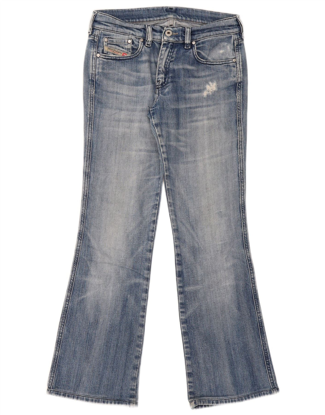 Diesel Dame Distressed Bootcut Jeans W29 L29 Blå Bomuld