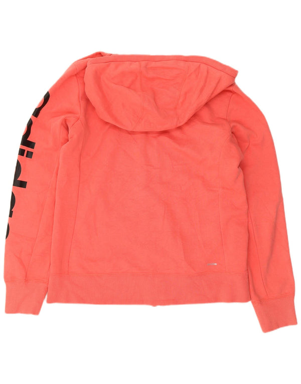 Maglione con cappuccio e zip grafica Adidas Climalite da donna UK 14 grande cotone rosa