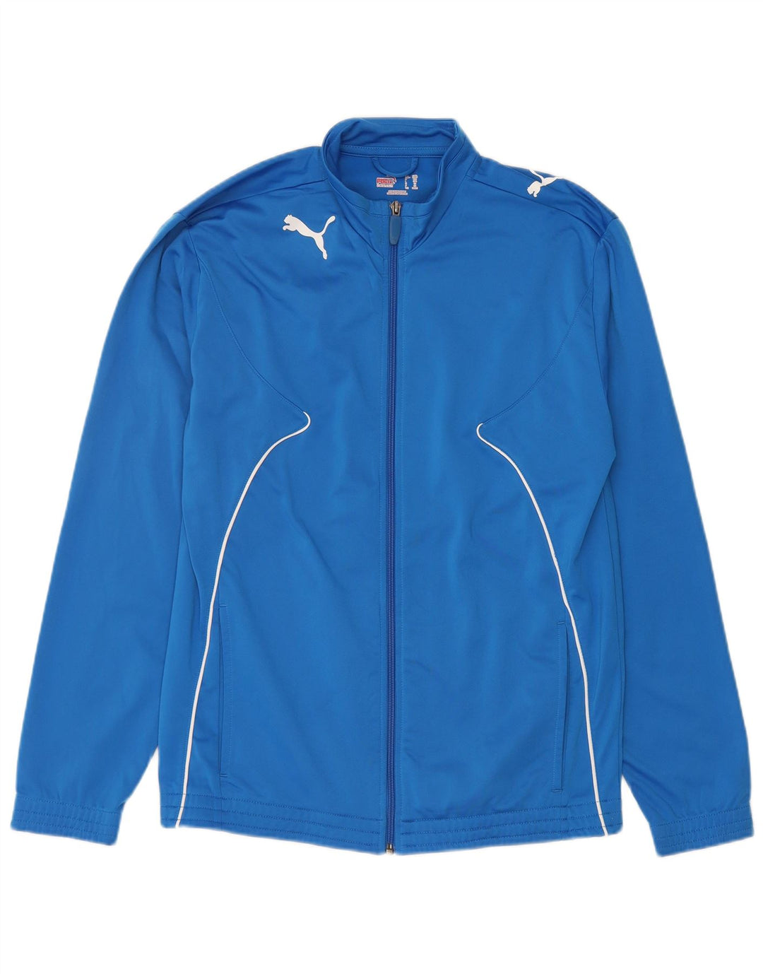 PUMA Boys Graphic Tracksuit Top Jacket 15-16 Years Blue Polyester