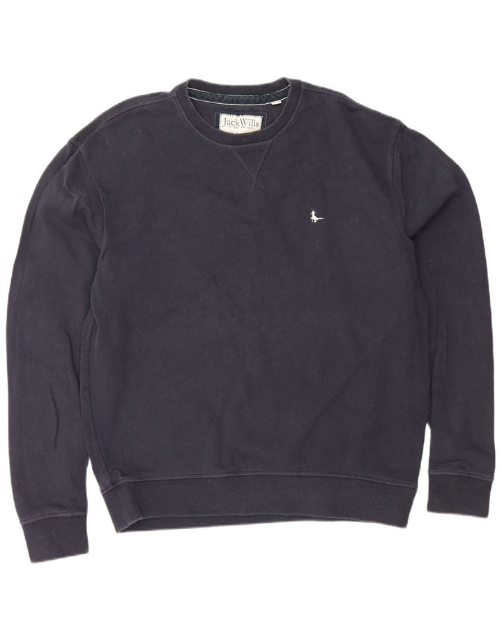 JACK WILLS Mens Sweatshirt Jumper Large Navy Blue Cotton