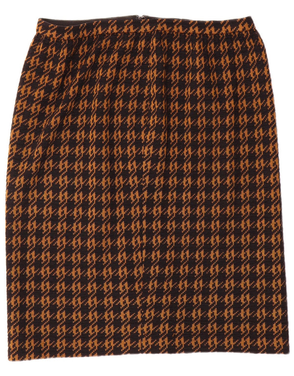 Vintage Damen Gerader Rock W32 Großer brauner Hahnentritt